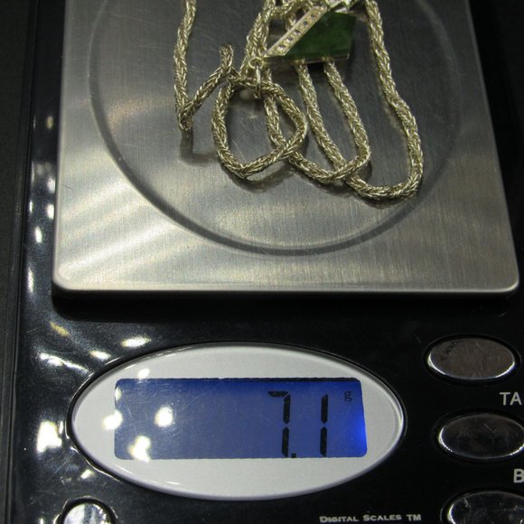 16" Sterling Silver Fancy Style Chrysoprase Stone Necklace Vintage - Picture 7 of 7